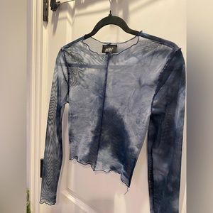 Brand New Blue dyed sheer mesh top